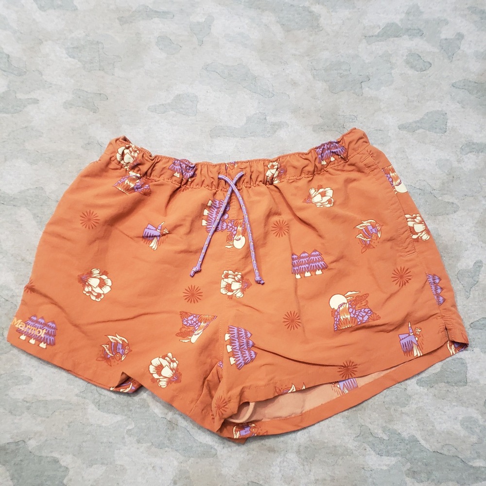 Marmot Shorts Womens Small Orange Outdoor Athletic Drawstring